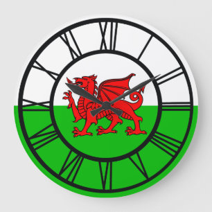 Grande Horloge Ronde Drapeau gallois du Dragon rouge