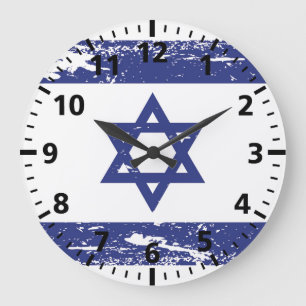 Grande Horloge Ronde Drapeau grunge de l'Israël