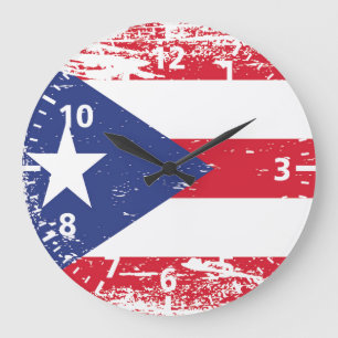 Grande Horloge Ronde Drapeau grunge de Porto Rico