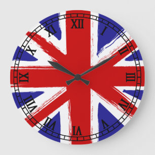 Grande Horloge Ronde Drapeau grunge des Anglais de style