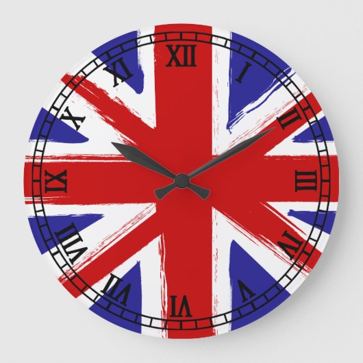 Grande Horloge Ronde Drapeau grunge des Anglais de style (Recto)