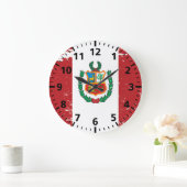 Grande Horloge Ronde Drapeau grunge du Pérou (Maison)