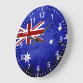 Grande Horloge Ronde Drapeau grunge noir de l'Australie (Angle)
