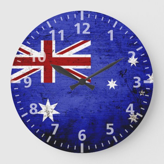 Grande Horloge Ronde Drapeau grunge noir de l'Australie (Recto)