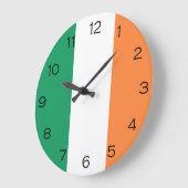 Grande Horloge Ronde Drapeau irlandais noir chiffres WC arc2 (Angle)