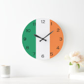 Grande Horloge Ronde Drapeau irlandais noir chiffres WC arc2 (Maison)