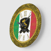 Grande Horloge Ronde Drapeau Italia Personnaliser le texte (Angle)