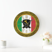 Grande Horloge Ronde Drapeau Italia Personnaliser le texte (Maison)
