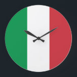 Grande Horloge Ronde Drapeau Italie<br><div class="desc">The Italian flag is a vertical triband. The used colors in the flag are red, white, green. The proportion of the Italian flag is 2:3. Le Flag d'Italy a adopté en 1948. La première utilisation de la création de current flag design en 1796. The last change to the current italian...</div>