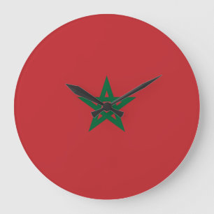 Grande Horloge Ronde Drapeau Maroc