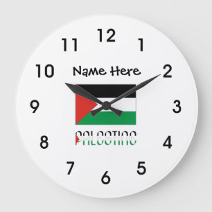 Grande Horloge Ronde Drapeau Palestinien Palestine Personnalisation Noi