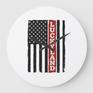 Grande Horloge Ronde Drapeau patriotique vertical vintage Luckyland
