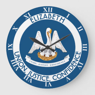 Grande Horloge Ronde Drapeau personnalisé par état de pélican de la