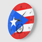 Grande Horloge Ronde Drapeau porto-ricain classique (Angle)