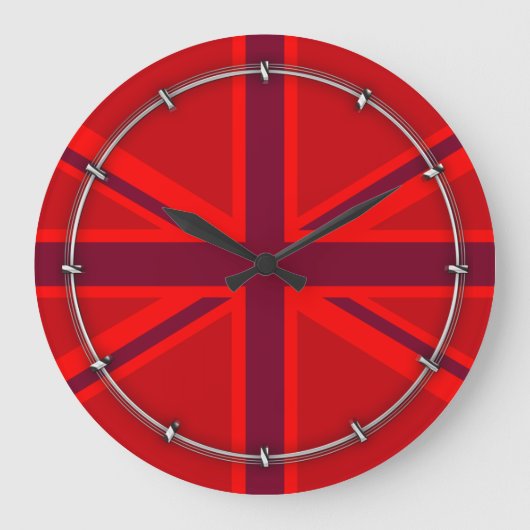 Grande Horloge Ronde Drapeau rouge vif du Union Jack britannique (Recto)