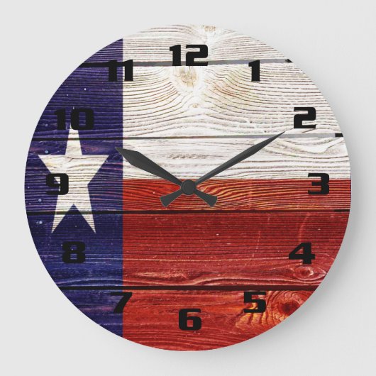 Grande Horloge Ronde Drapeau rustique du Texas (Recto)