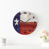 Grande Horloge Ronde Drapeau rustique du Texas (Maison)
