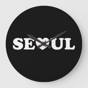 Grande Horloge Ronde Drapeau Seoul Love Heart Taegeukgi