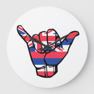 Grande Horloge Ronde Drapeau Shaka Hawaï