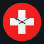 Grande Horloge Ronde Drapeau Suisse<br><div class="desc">Drapeau Suisse</div>