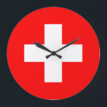 Grande Horloge Ronde Drapeau Suisse<br><div class="desc">Drapeau Suisse</div>