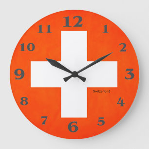 Grande Horloge Ronde Drapeau suisse pour l'horloge ronde à grand mur