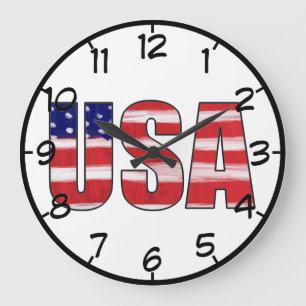 Grande Horloge Ronde Drapeau USA