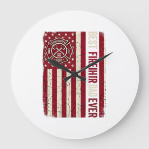 Grande Horloge Ronde Drapeau vertical vintage papa pompier