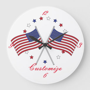 Grande Horloge Ronde Drapeaux américains Thunder_Cove patriotique 4