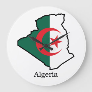 Grande Horloge Ronde Drapeaux et pays Algérie