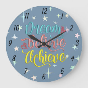 Grande Horloge Ronde Dream Believe Atteindre Citation Stars Inspiration