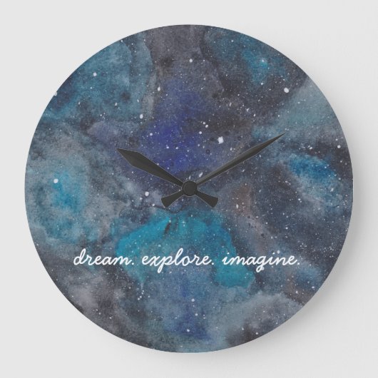Grande Horloge Ronde Dream Explorez Imagine Inspirational Galaxy Space (Recto)