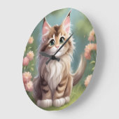Grande Horloge Ronde Dreamy Maine Coon (Angle)