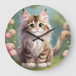 Grande Horloge Ronde Dreamy Maine Coon
