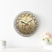 Grande Horloge Ronde Dressage Horse Rider et Horseshoes (Maison)