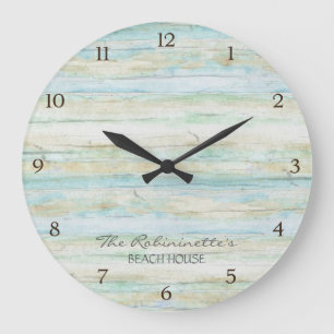 Grande Horloge Ronde Driftwood Ocean Beach House Plage Côtier