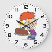 Grande Horloge Ronde Drôle caricaturiste avec gâteau d'anniversaire au  (Recto)