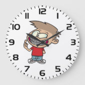 Grande Horloge Ronde Drôle Cartoon Boy avec Braces Smile (Recto)