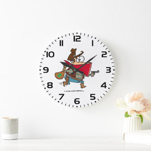 Grande Horloge Ronde Drôle Cartoon Cowboy Bandit Robber