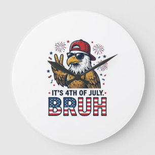 Grande Horloge Ronde Drôle de 4 juillet Eagle Bruh maillot patriotique 