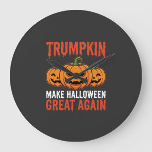 Grande Horloge Ronde Drôle de citrouille Trumpkin parodie d'Halloween