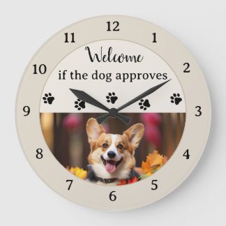 Grande Horloge Ronde Drôle de dire avec votre photo de chien