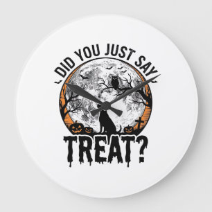 Grande Horloge Ronde Drôle de friandise pour chien Halloween Design vec
