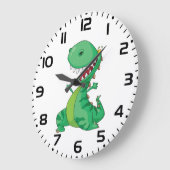 Grande Horloge Ronde Drôle Dinosaure Dinosaure Roaring T-Rex (Angle)