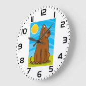 Grande Horloge Ronde Drôle gros chien Brown assis au soleil (Angle)