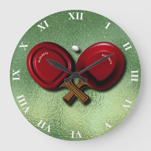 Grande Horloge Ronde Drôle Ping Pong Paddle De Tennis Avec Balle Ovale