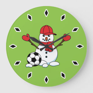 Grande Horloge Ronde Drôle Snowman avec balle de football