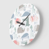 Grande Horloge Ronde Drôle Visage mignon Doodle Motif animal (Angle)