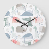 Grande Horloge Ronde Drôle Visage mignon Doodle Motif animal (Recto)