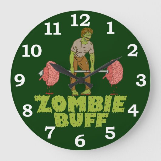 Grande Horloge Ronde Drôle Zombie Buff Poids Lifter (Recto)